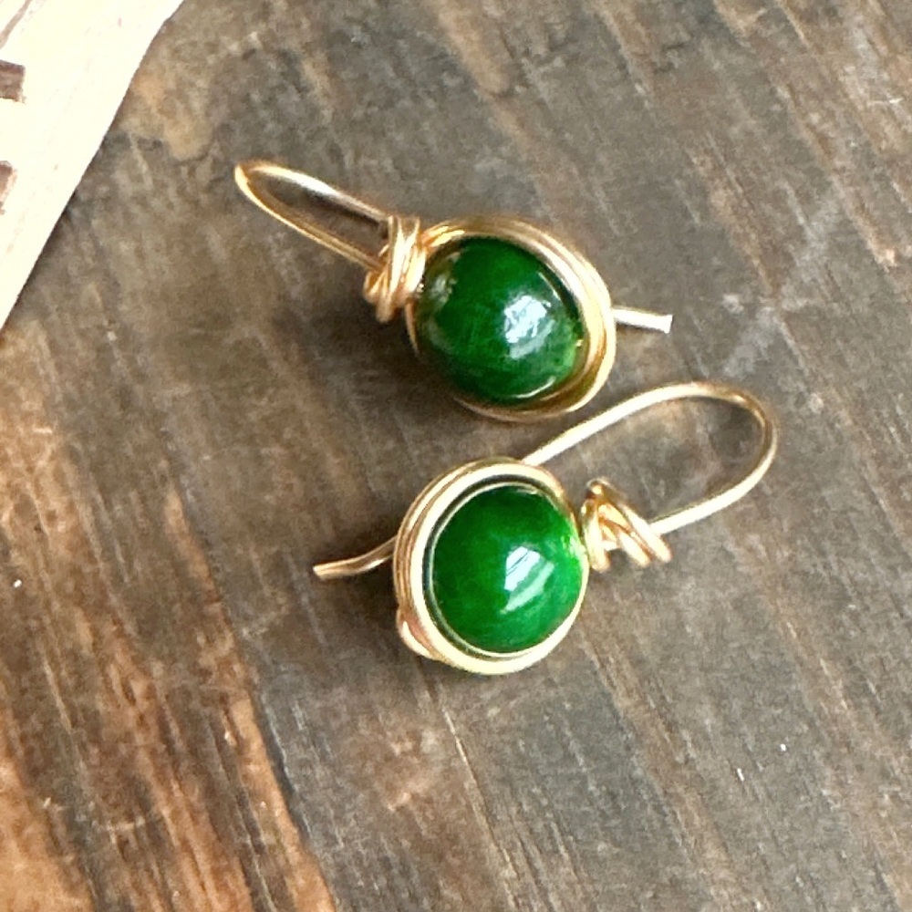 Imperial jade drops dangle earrings/wealth and good luck earrings